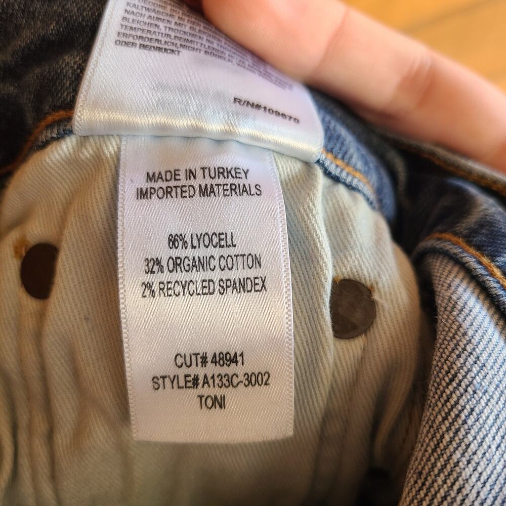 Agolde x Anthropologie Toni Jean Mid Straight 25 Obscure Blue Crop Denim Boho - Picture 5 of 5